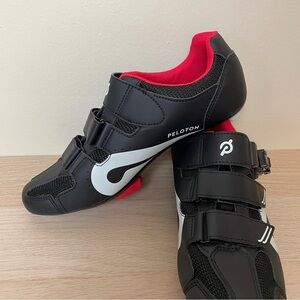 Peloton Black and Red Athletic Shoes with Mesh Upper